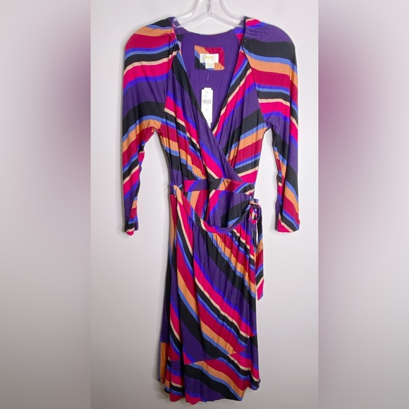 Anthropologie Angelique Wrap Striped Mini Dress - Picture 6 of 7